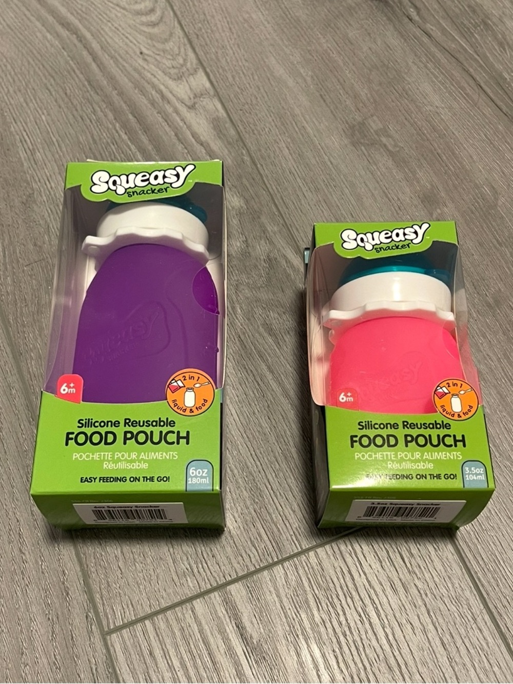 Squeasy Gear Snacker Baby Reusable food puree pouches No Spill - Set of 2